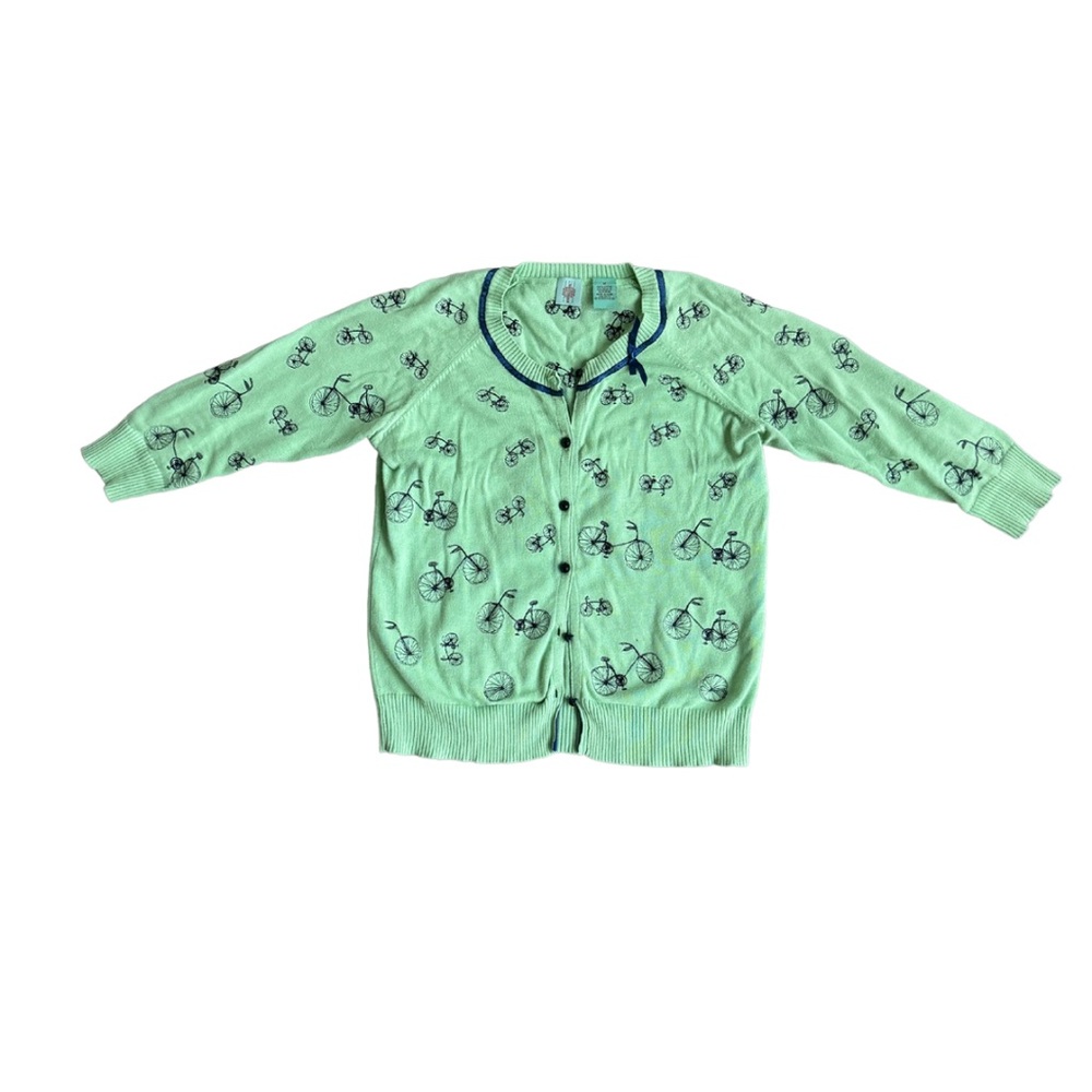Anthropologie HWR Bicycle Green Cardigan Sweater M